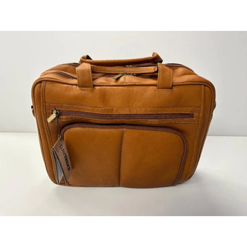 DayTrekr Expandable Leather Briefcase - Tan