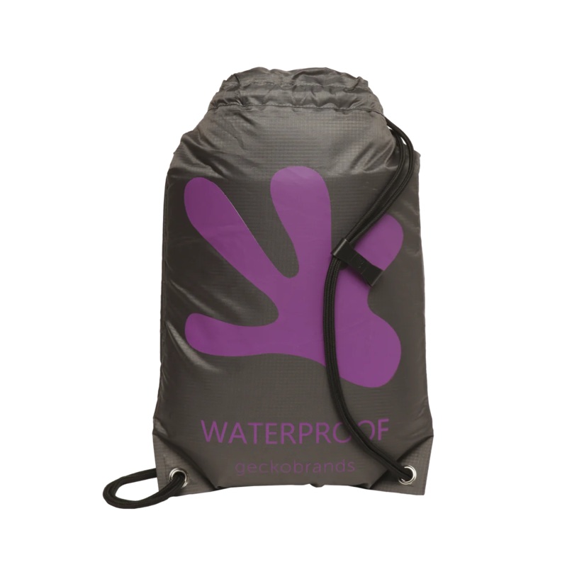 Geckobrands Waterproof Drawstring Backpack - Grey/ Purple