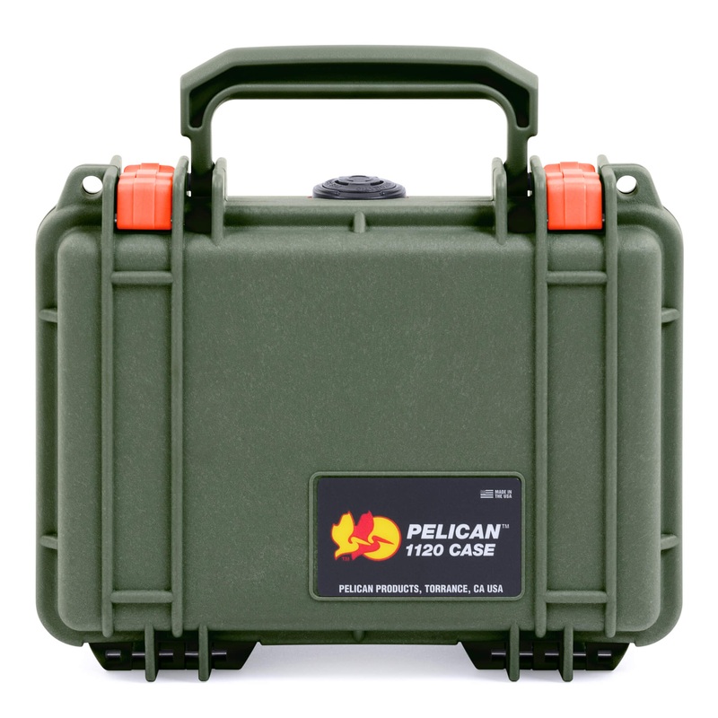 Pelican 1120 Case, OD Green with Orange Latches