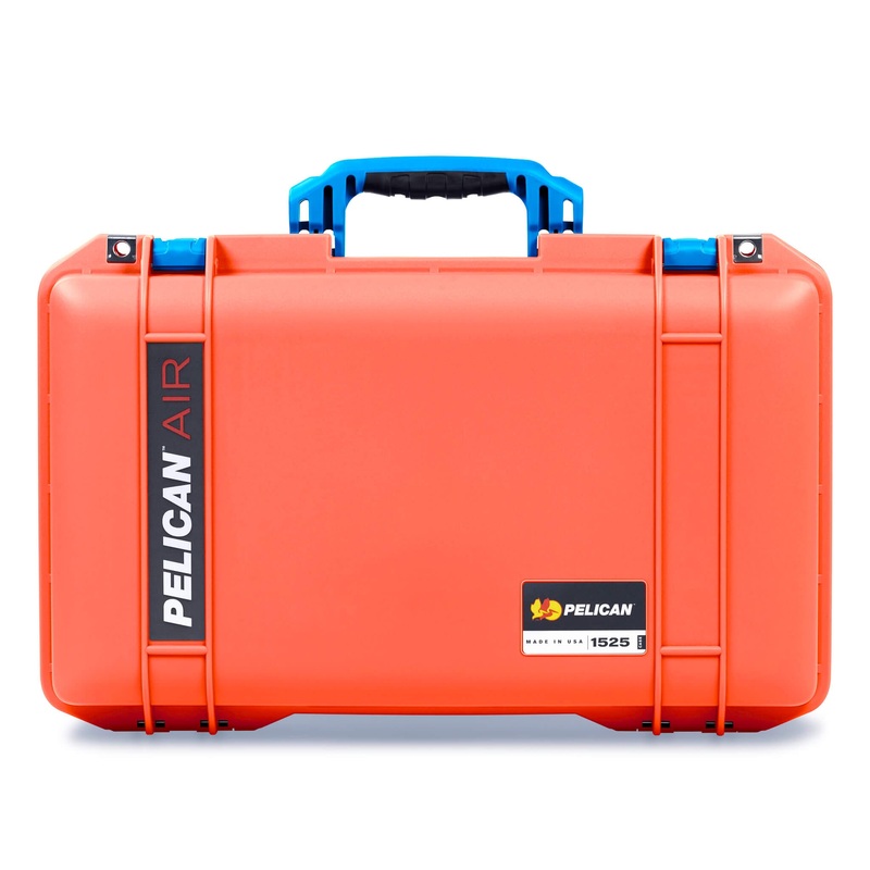 Pelican 1525 Air Case, Orange with Blue Handle & Latches
