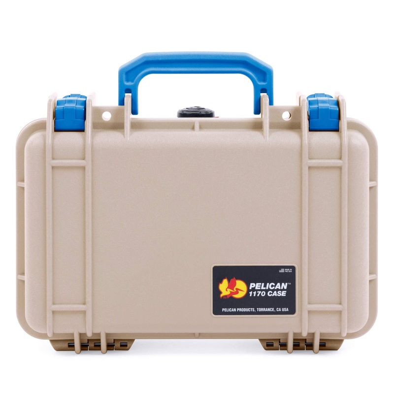 Pelican 1170 Case, Desert Tan with Blue Handle & Latches