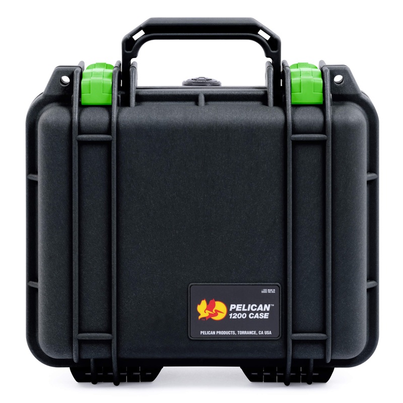 Pelican 1200 Case, Black with Lime Green Latches