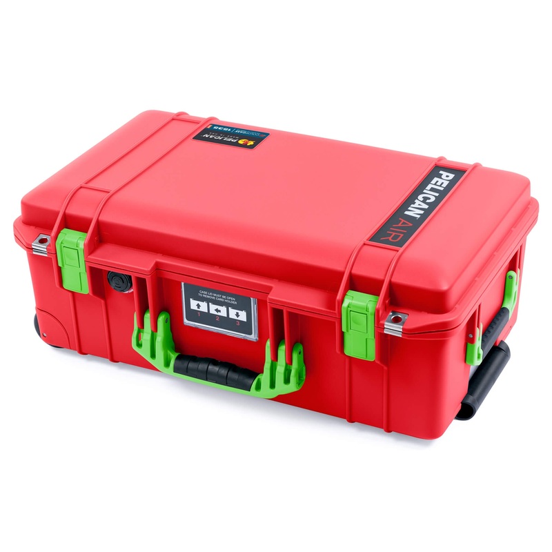 Pelican 1535 Air Case, Red with Lime Green Handles & Latches