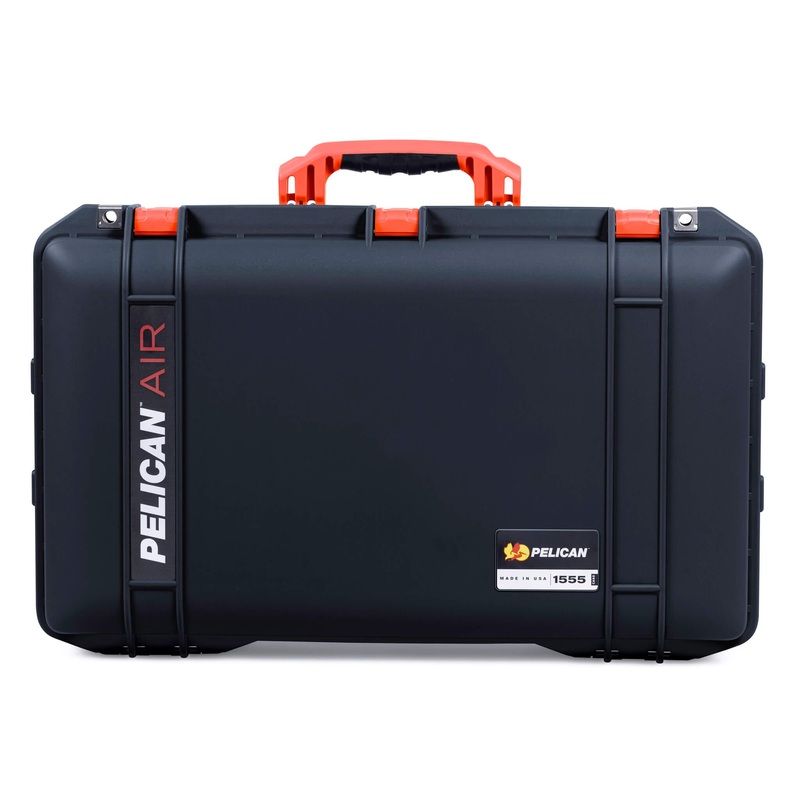 Pelican 1555 Air Case, Black with Orange Handle & Latches