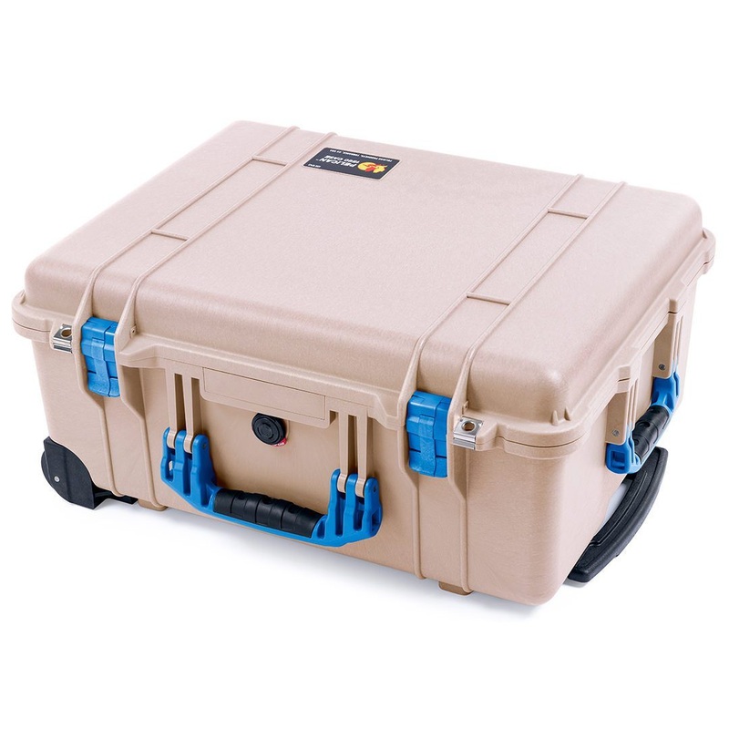 Pelican 1560 Case, Desert Tan with Blue Handles & Latches