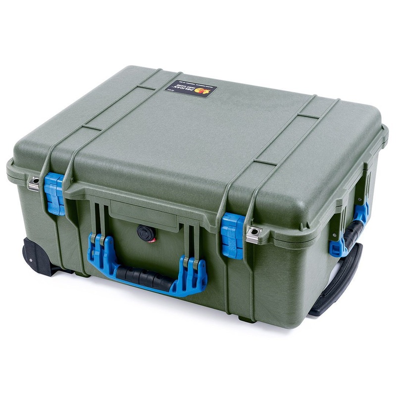 Pelican 1560 Case, OD Green with Blue Handles & Latches