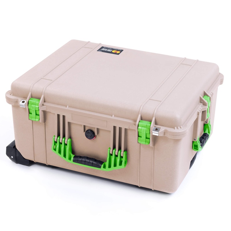 Pelican 1620 Case, Desert Tan with Lime Green Handles & Latches