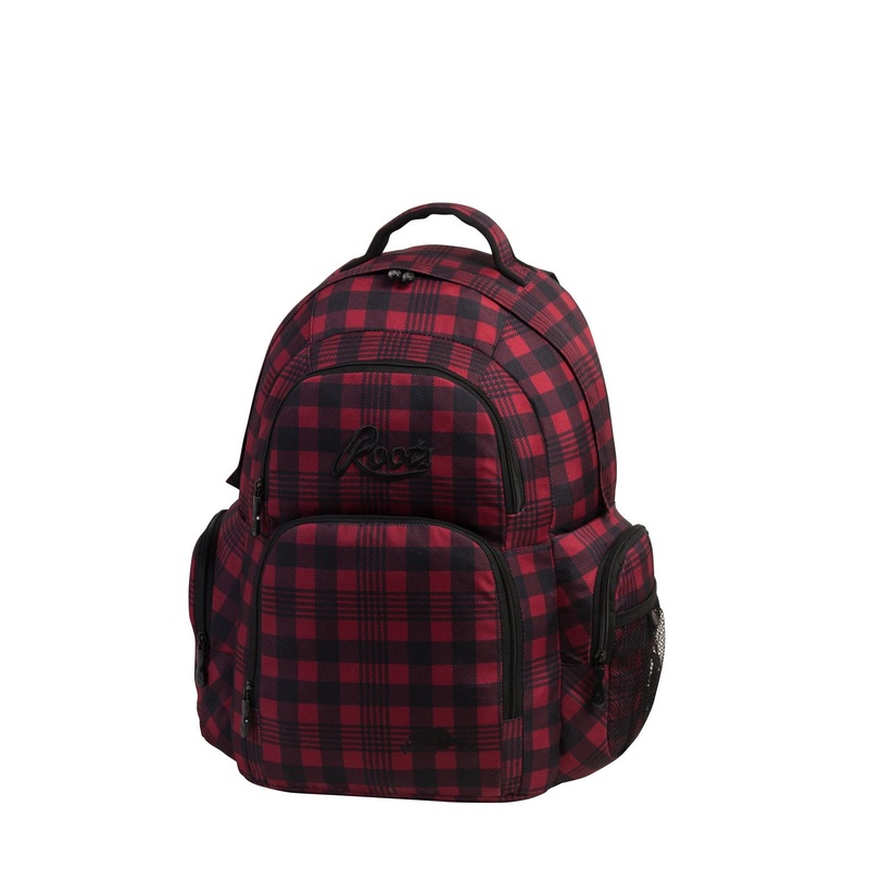 Roots 73 Unisex Red/Black Plaid Backpack
