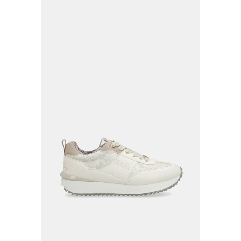 White sneakers with multicoloured sole