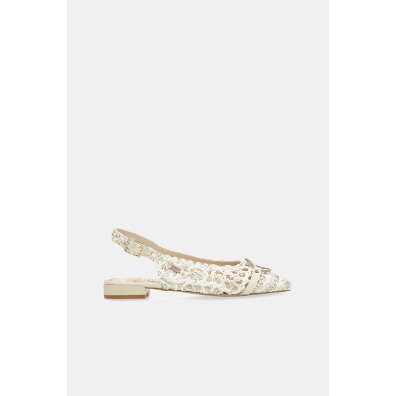 White and pink slingback ballet flats