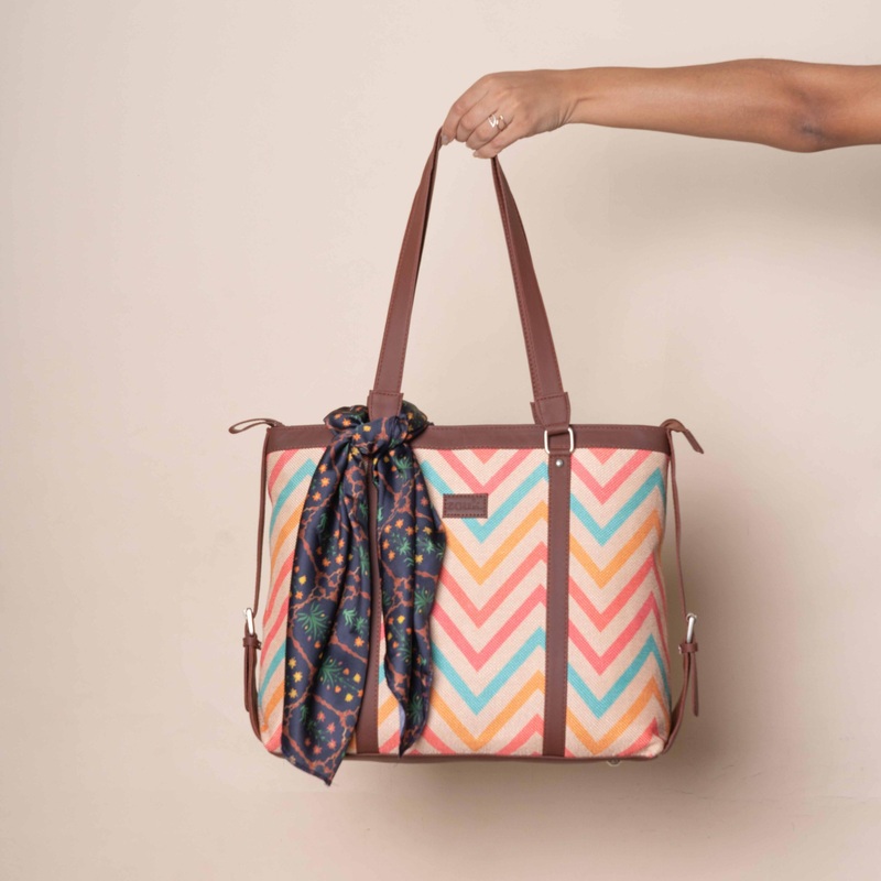 WavBeach & Pataudi Fresco - Office Bag & Square Scarves Combo