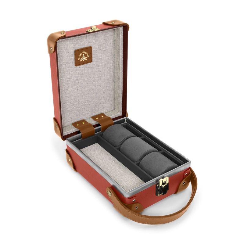 Centenary  3-Slot Watch Case | Red/Caramel